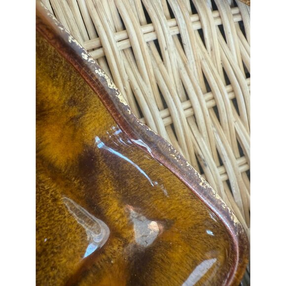 Vintage MCM California Pottery Ashtray Cigarette Box Set Brown Gold Floral - Picture 3 of 15